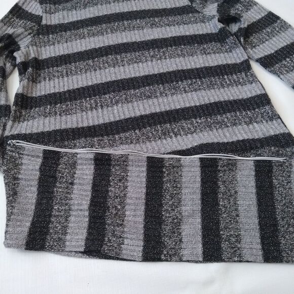 Libra Horizontal Striped Crew Neck Ribbed Knit Pullover Sweater Women's Medium - Picture 11 of 13